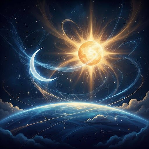 Sun moon and rising
